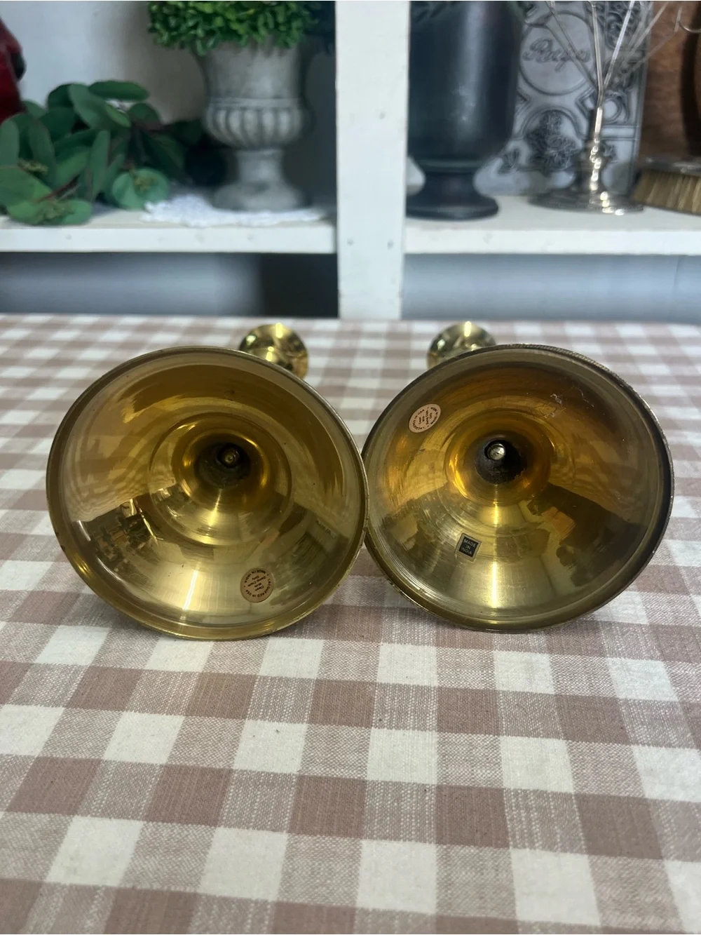 Vintage brass candlestick holders decor